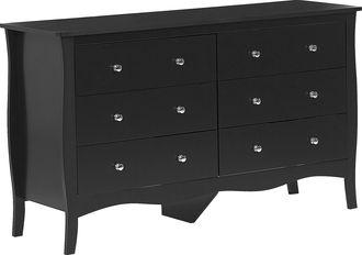 Beliani C&oacute;moda Negra Aparador Con 6 Cajones 75 X 130 Cm Armario De Almacenamiento Para Dormitorio Sal&oacute;n Pasillo Estilo Franc&eacute;s Winchester