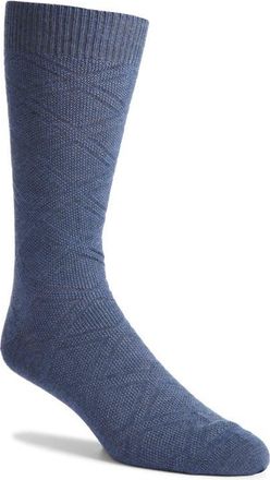 Canali Diamond Jacquard Wool Blend Dress Socks in Blue at Nordstrom, Size Large