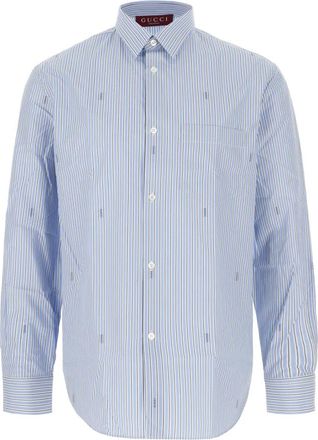 Gucci Casual Shirts, male, Blue, Size: L Striped Cotton Poplin Shirt