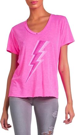 Lauren Moshi Elara X Pink Lightning Bolt Top in Neon Pink at Nordstrom, Size X-Small