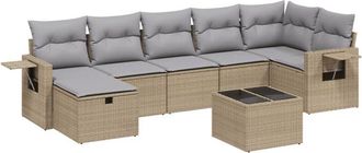 vidaXL Juego De Sof&aacute;s Jard&iacute;n Con Cojines Beige Mezcla 8 Pzas Rat&aacute;n Pe Vidaxl