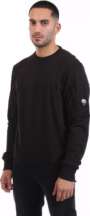 C.P. Company Mens C.P. Company Diagonal Raised Fleece Lens Crewneck Sweatshirt in Black