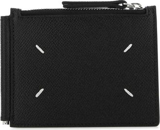 Maison Margiela Wallets & Cardholders, male, Black, Size: ONE SIZE Black Leather Card Holder Wallets
