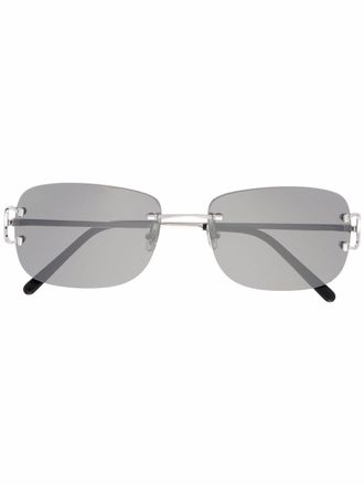 Cartier C D&eacute;cor rectangle-frame sunglasses - Black
