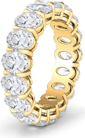 HauteCarat Oval Cut Lab Created Diamond Eternity Band in Yellow Gold at Nordstrom, Size 7.5