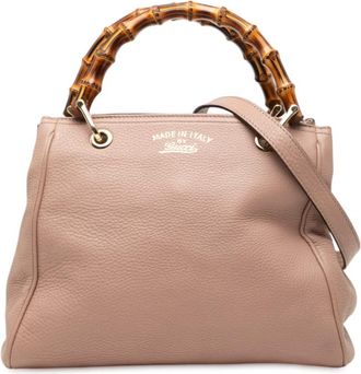 Gucci Pre-owned Gucci Small Calfskin Bamboo Shopper Satchel Ladies 336032 520981