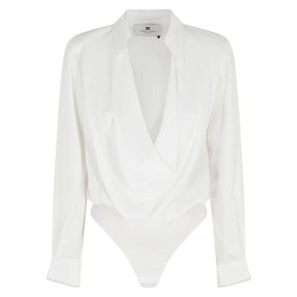 Elisabetta Franchi Body, female, White, Size: S Georgette Bodysuit