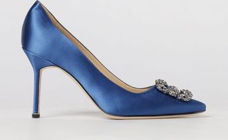 Manolo Blahnik D&eacute;collet&eacute; Hangisi in raso con fibbia gioiello e tacco alto