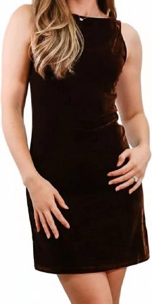 Sadie & Sage Midnight Oil Velvet Boat Neck Mini Dress In Chocolate