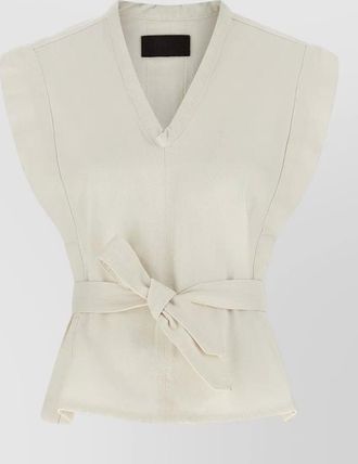 Christophe Lemaire v neck sleeveless vest waist tie