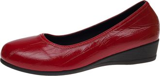 Generic Wine Womens Casual Wedge Heel Slip-Ons with Simple Design for A Comfortable and Versatile Style