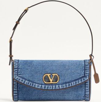 Valentino Garavani Valentino Garavani DeVain Small Denim Shoulder Bag Wo