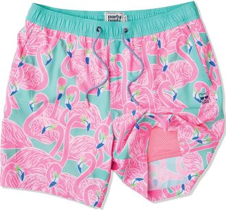 Party Pants Flockin Aye Happy Hour 5-Inch Swim Trunks in Mint Green at Nordstrom, Size Xx-Large