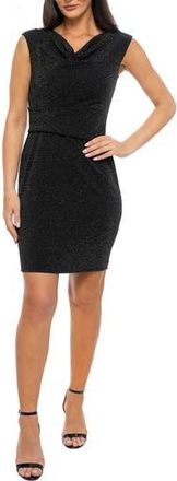 Tash And Sophie Shirred Cowl Neck Sheath Dress in Black/Silver at Nordstrom Rack, Size X-Large