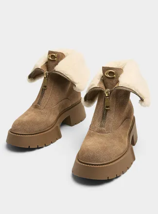 Coach Womens Leah shearling zipped boots Women