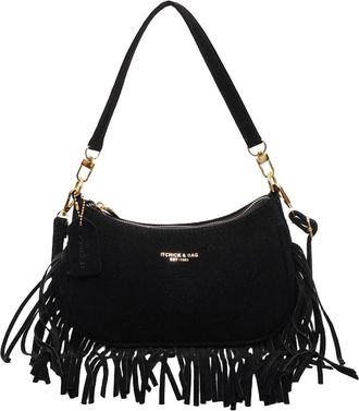 Generic Women Faux Suede Retro Crossbody Bag with Tassel Stylish Armpit Bag Adjustable Strap Trendy Shoulder Bag Travel Date Work Handbag