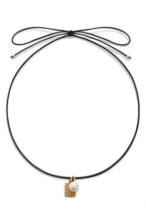 Monica Vinader Heirloom Cultured Freshwater Pearl & Charm Cord Necklace in 18Ct Gold Vermeil /Pearl at Nordstrom