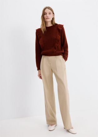 Mango Pullover maglia traforata volant arancione tostato - Donna - S - MANGO