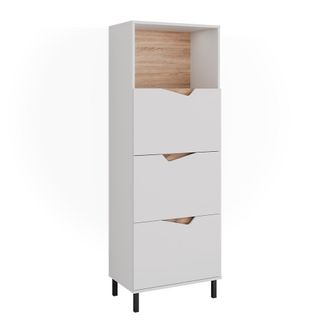 Vicco Aparador Marelle, Blanco/artesano, 60 X 169.5 Cm Con 4 Compartimentos, Vicco