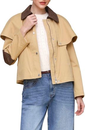 Avec Les Filles Crop Cape Trench Jacket in Khaki at Nordstrom Rack, Size X-Large