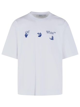 Off-white White Cotton T-Shirt with Artistic Bacco Arrow Print