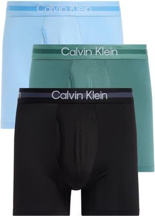 Calvin Klein Pack of 3 Microfiber Boxer Briefs in Sagebrush Green/Blue/Black at Nordstrom Rack, Size X-Large