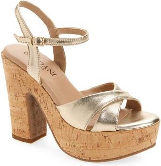 Cordani Rory Ankle Strap Platform Sandal in Platino Leather at Nordstrom, Size 7.5Us