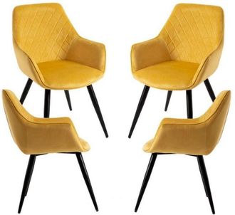 Regalos Miguel Regalos Miguel - Packs Sillas Comedor - Pack 4 Sillas Kres Terciopelo - Amarillo