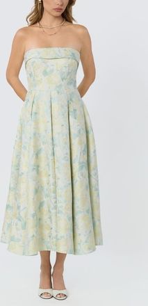 ASTR the Label Destini Strapless Maxi Dress in Light Yellow Floral at Nordstrom, Size X-Large