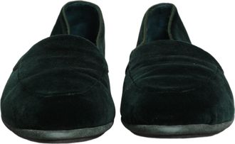 Dolce & Gabbana Mens Velvet Slip-On Loafer Green Leather