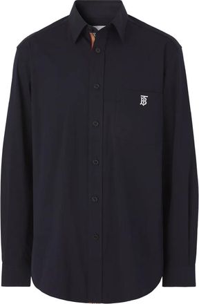 Burberry Logo Embroidered Cotton Shirt, Size X-Large