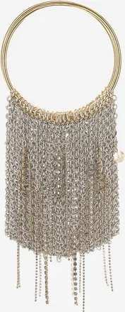 Silvia Gnecchi Womens Handbag Lefluff Metal Chain Fringe Silver Handbags Hand Bags