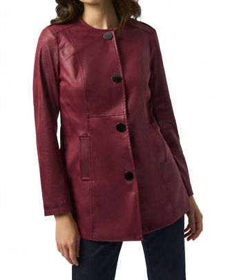 Joseph Ribkoff Long Sleeve Faux Suede Jacket In Merlot