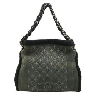 Chanel Pre-owned Coco Mark Leren Schoudertas - Dames - Pre-owned - Grijs - Maat: ONE Size Leer