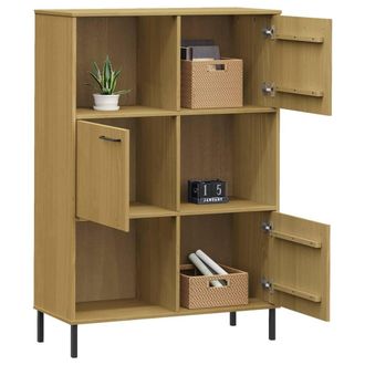 Berkfield Home Beautiful Bookcase with Metal Legs Brown 90x35x128.5 cm Solid Woo