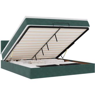 vidaXL Vidaxl - Estructura De Cama Otomana Con Colch&oacute;n Verde Oscuro 160x200 Cm