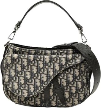 Dior Pre-owned Canvas Shoulder Satchel - Dames - Vintage Schoudertas - Beige - ONE Size - Leer - Vintage
