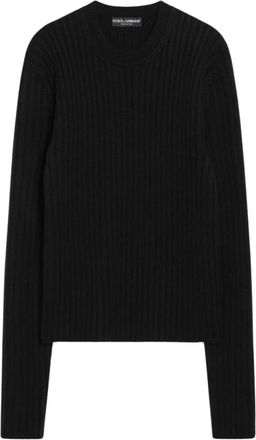 Dolce & Gabbana Round-neck Knitwear, male, Black, XL, Black Crewneck Jumpers Maglia Girocollo
