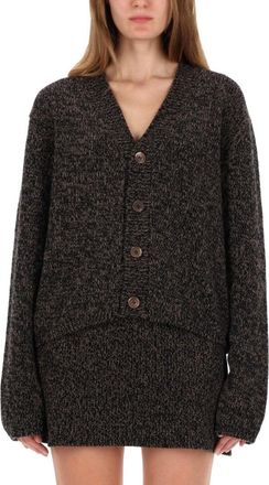 Our Legacy Marled Brown Sweater With V-Neck And Button-Down Front