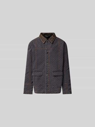 Daily Paper Clothing Jacke mit echtem Rindsleder-Besatz in Mittelgrau, Gr&ouml;&szlig;e XL