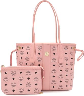 MCM Mcm Visetos Pink Leather Pvc Pouch Shoulder Bag Tote Bag (Pre-Owned)
