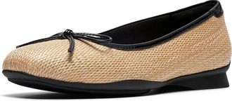 Clarks Jazmynn Bow Womens Shoes Black Interest Textile : 9.5 B - Medium, Faux Leather
