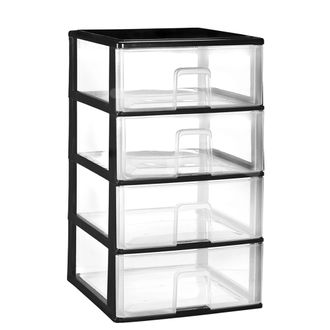 OEM Cajonera Apilable, Organizaci&oacute;n Vers&aacute;til, 4 Cajones Negros De 38x37x62,6 Cm, 1 Unidad