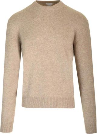Bottega Veneta Cashmere Trui met Ronde Hals - Heren - Cashmere truien - Beige - L - Leer - Truien & Vesten