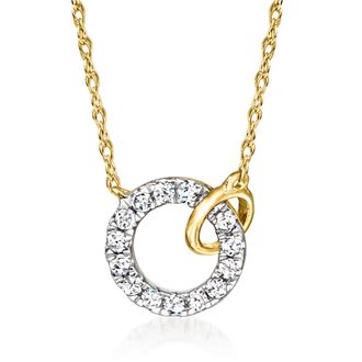 RS Pure by Ross-Simons Diamond Interlocking-Circle Necklace in 14kt Yellow Gold