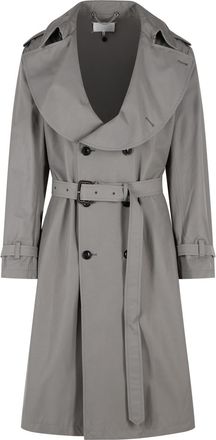 Maison Margiela Grey Cotton Blend Trench Coat With Folded Collar