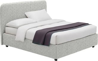 Dmora Letto Matrimoniale Bury, Sfoderabile, Contenitore Made in Italy, Grigio Chiaro