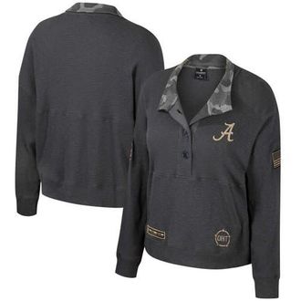 Colosseum Womens Colosseum Heather Charcoal Alabama Crimson Tide OHT Military Appreciation Payback Henley Thermal Sweatshirt at Nordstrom, Size Medium