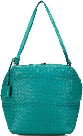 Bottega Veneta Pre-owned Nappa Intrecciato Cube Shoulder Bag - Dames - Vintage Shopper - Blauw - ONE Size - Leer - Vintage