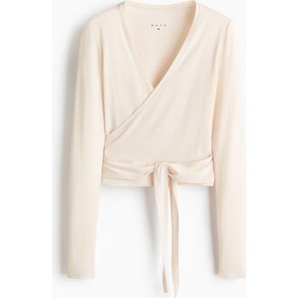 H&M Sports Wrap Top In Modal in Ivory at Nordstrom, Size Xx-Large